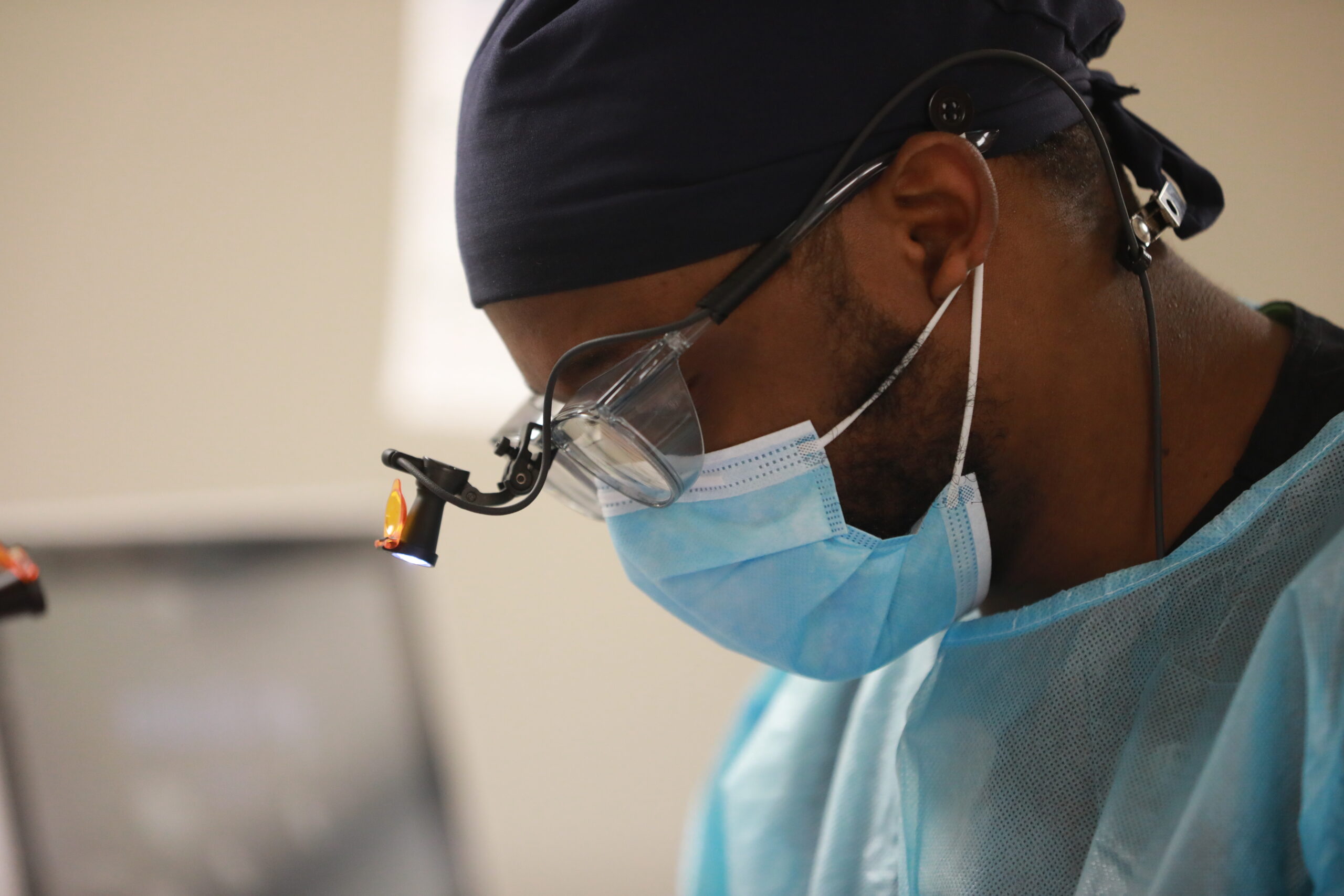 Dental student in clinic