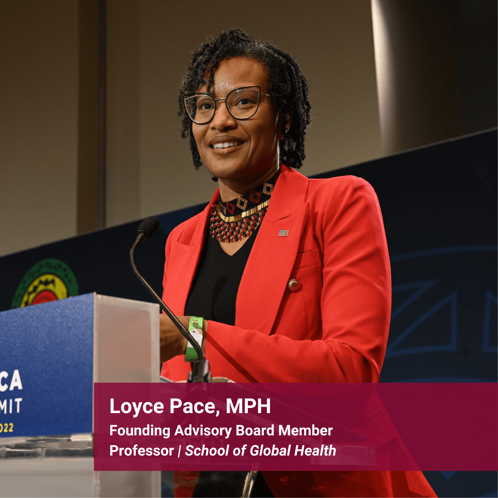 Loyce Pace, MPH at a podium